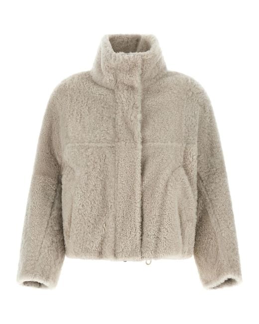 Brunello Cucinelli Natural Lamb Leather Full-Length Jacket Clothing