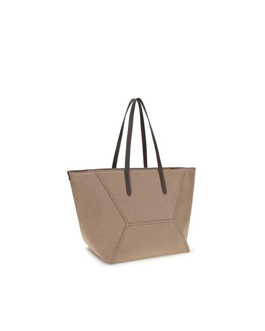 Brunello Cucinelli Brown Beige Cotton Shoulder Bag for men