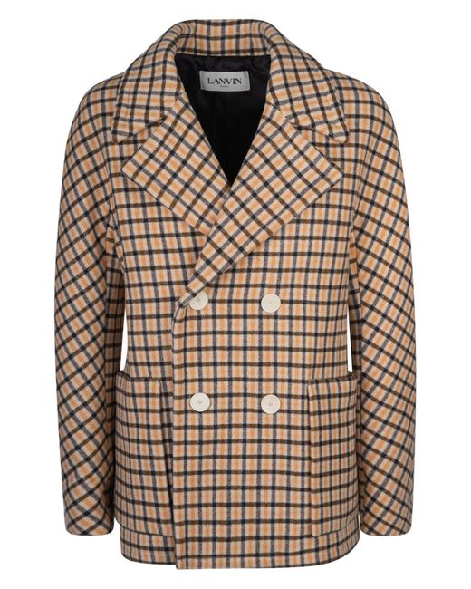 Lanvin Brown Double-Breast Check Jacket for men