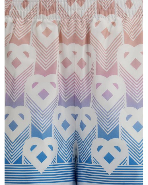Casablanca Blue Gradient Heart Monogram Silk Shorts