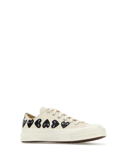 COMME DES GARÇONS PLAY White Ivory Canvas Sneakers