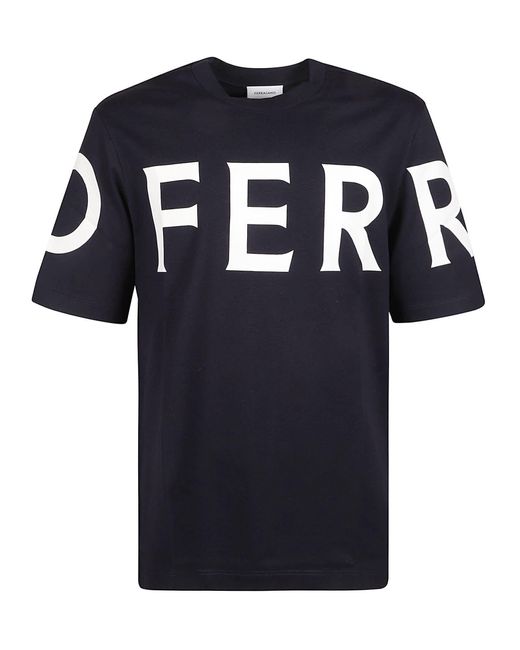 Ferragamo Blue Logo All-over T-shirt for men