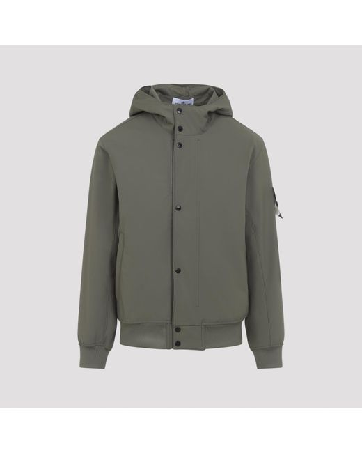 Stone Island Green Short Parka Polyester Elastane Coat for men