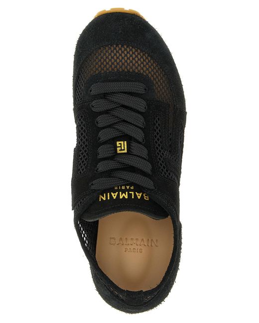 Balmain Black Racer 45-Suede Sneakers Calfskin Leather (Bos Taurus)