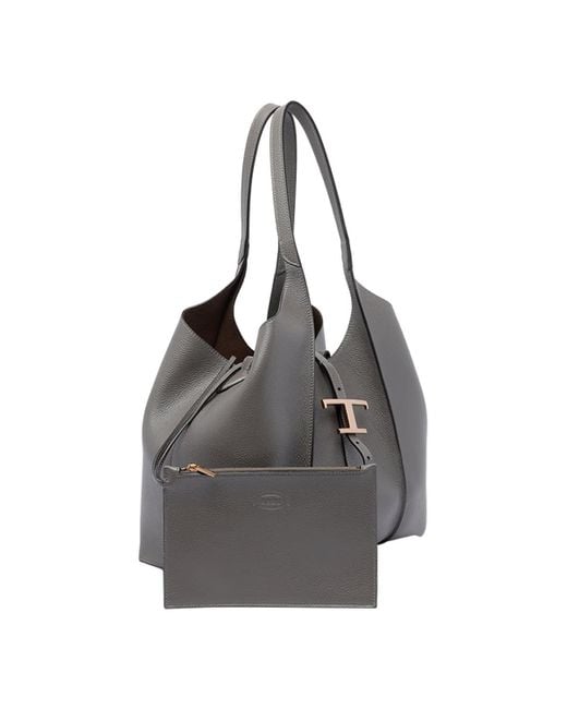 Tod's Gray Small T Timeless Shopping Bag