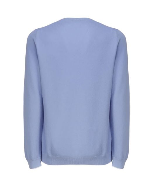 Fay Blue Cotton Sweater With Round Neck for men