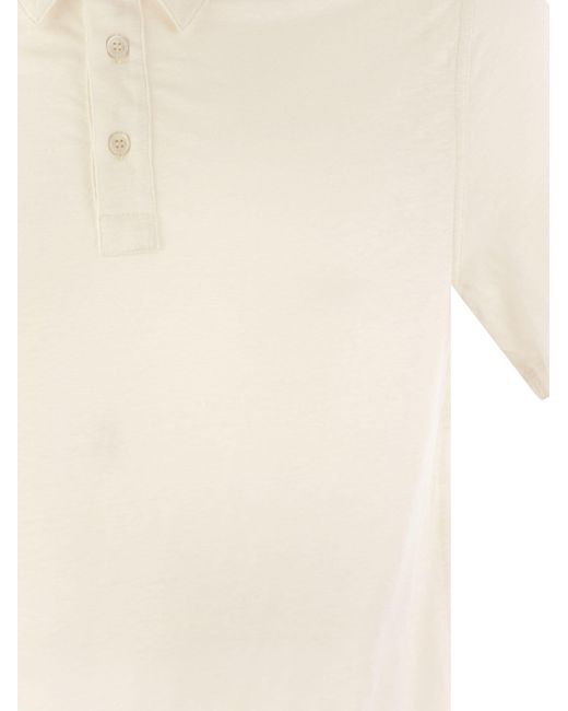 Majestic Filatures White Linen Short-Sleeved Polo Shirt for men