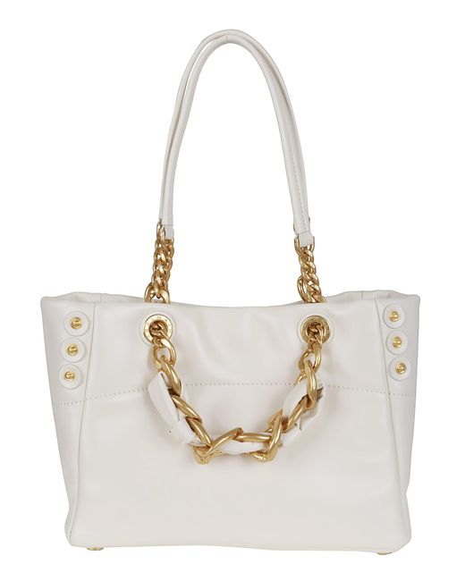 Balmain White 1945 Soft Cabas Small-Crinkled Leather