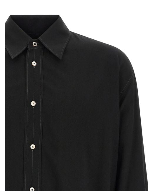 Lemaire Black Viscose Wool Shirt for men