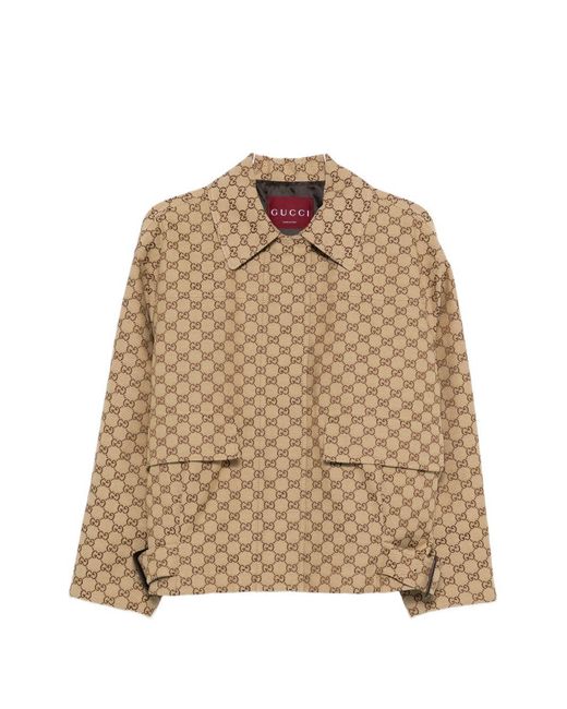 Gucci Natural Gg Canvas Bomber Jacket