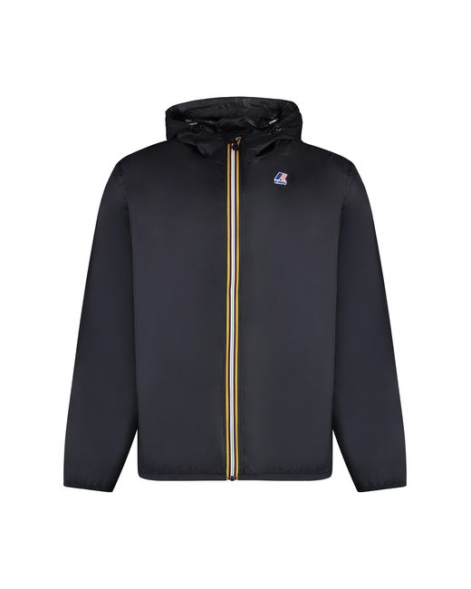 K-Way Blue Claude Hooded Nylon Jacket Polyamide Raincoats for men