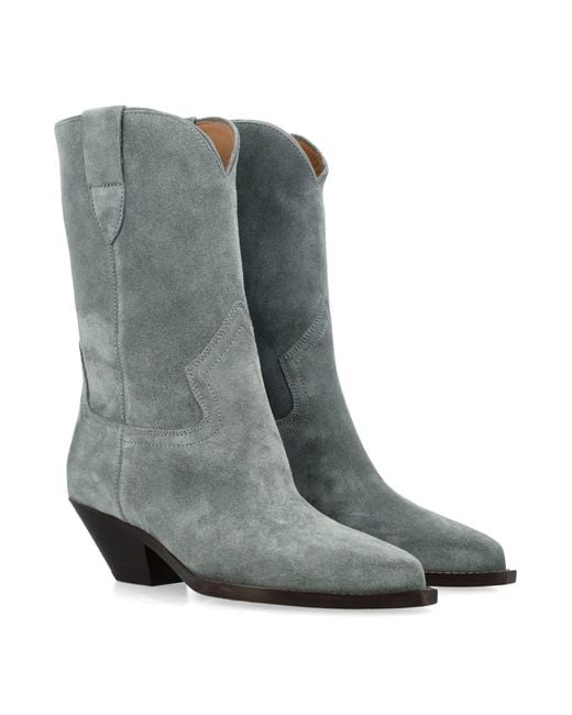 Isabel Marant Gray Dahope Suede Cowboy Boots