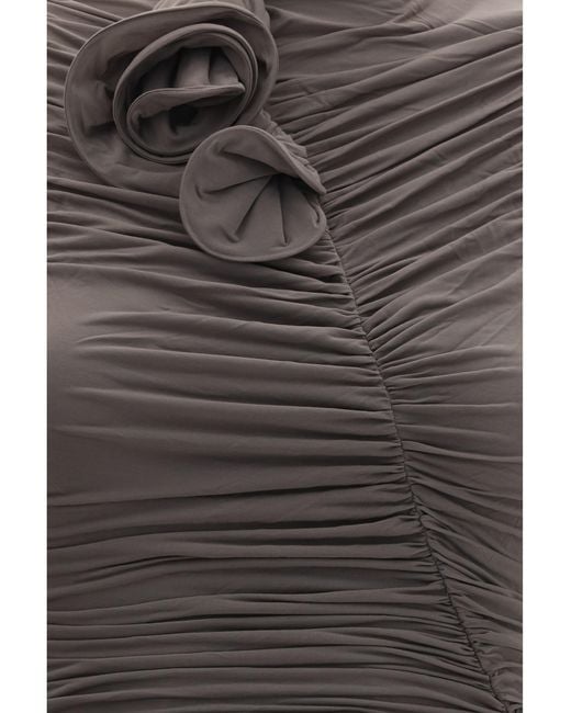 Magda Butrym Brown Draped High-Neck Midi Dress Cupro; Elastane