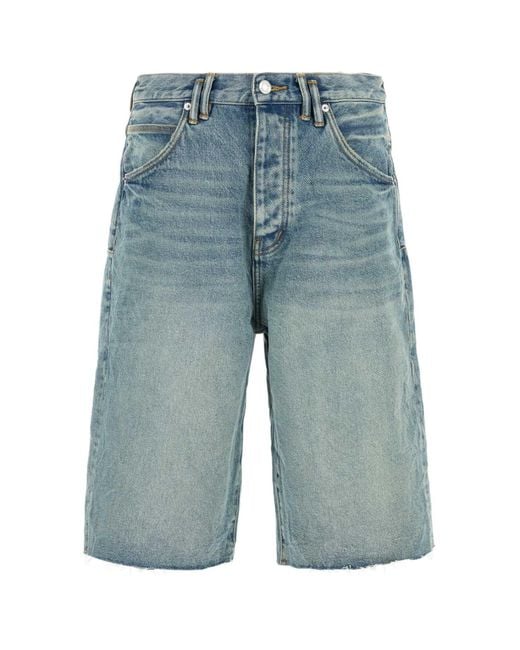 Purple Brand Blue Denim Bermuda Shorts for men