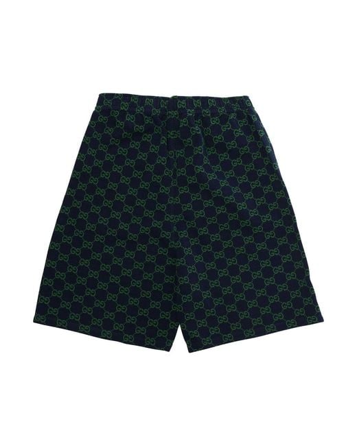 Gucci Blue Boys Shorts With Gg Motif Fabric for men