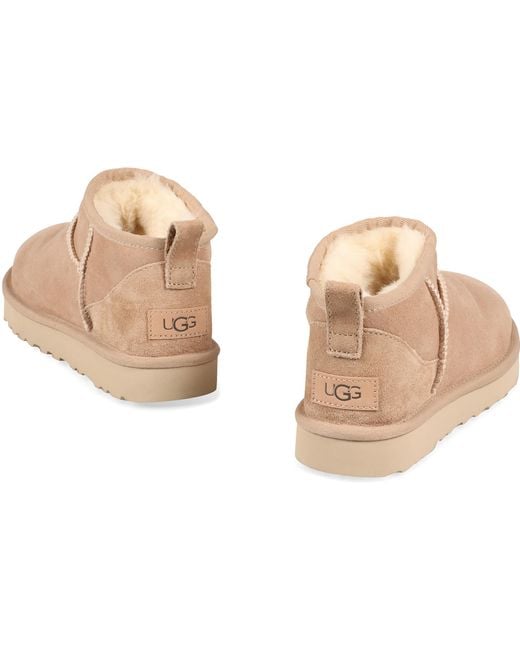 Ugg Brown Classic Ultra Mini Ankle Boots Ovine Leather
