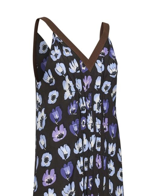 Prada Blue Viscose Printed Midi Dress