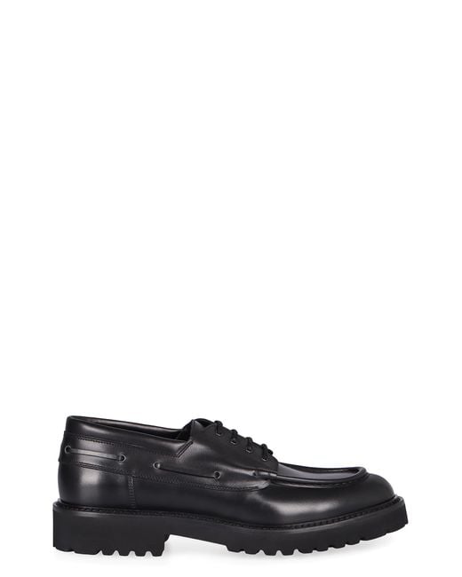 Doucal's Black Leather Lace-Up Shoes for men