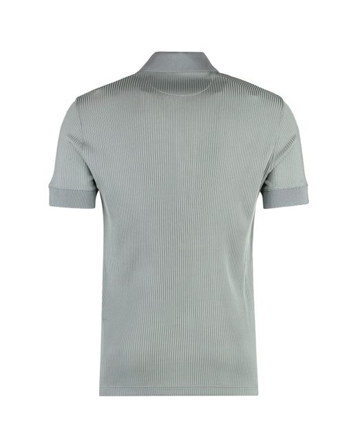 Tom Ford Gray Ribbed Knit Polo Shirt for men