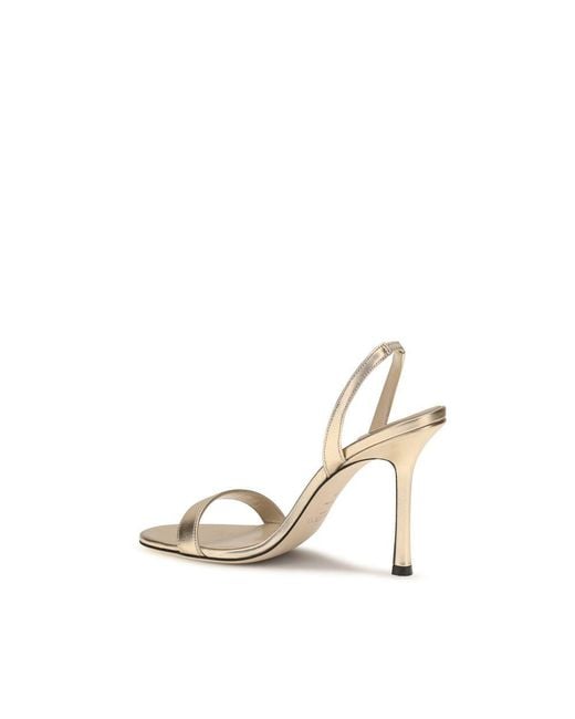 Jimmy Choo Metallic Gold Calf Leather Bos Taurus Stiletto Heel Sandals