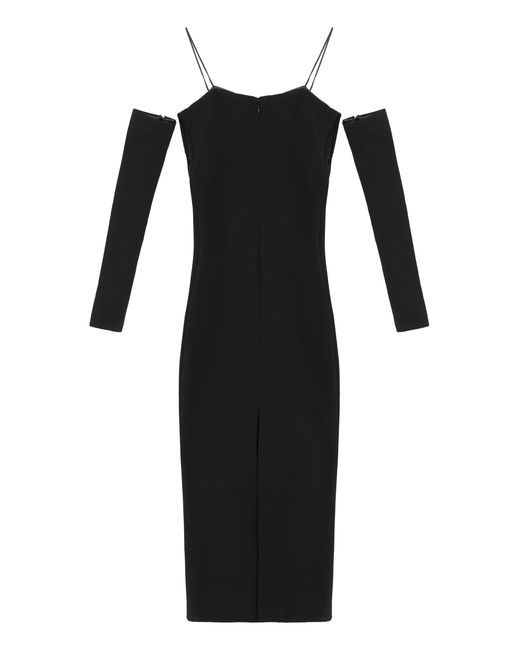 Cult Gaia Black Fitted Dress With Off-Shoulder Design Polyester