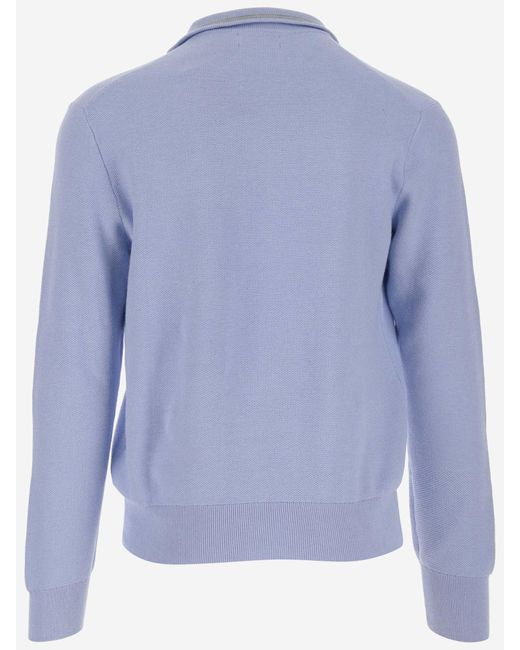 Polo Ralph Lauren Blue Cotton Knit Pullover With Logo for men