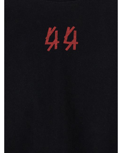 44 Label Group Black Crewneck T-Shirt With Logo On The Front And Maxi Logo On The Rear for men