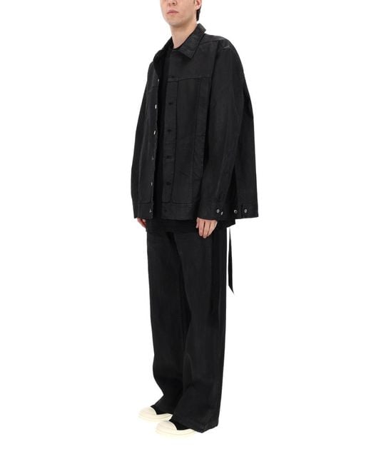 Rick Owens Black Jumbo Worker Jacket Cotton for men