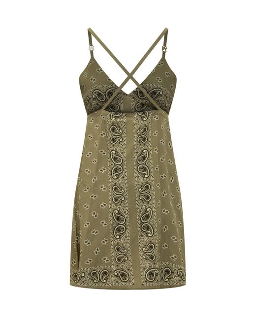 Palm Angels Green Paisley Patterned Dress