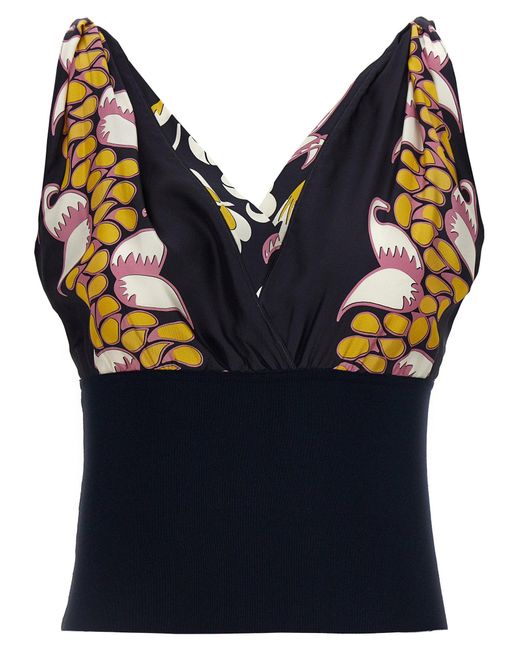 Tory Burch Blue Printed Silk Blouse