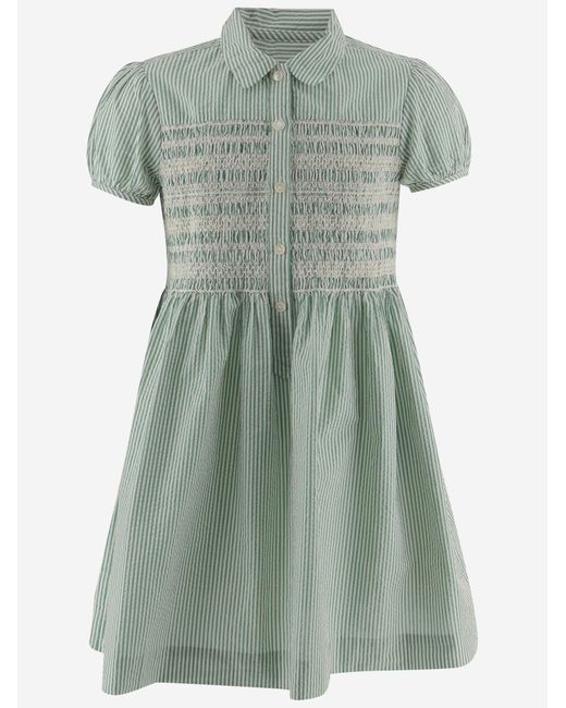 Polo Ralph Lauren Green Cotton Dress Smocked Body