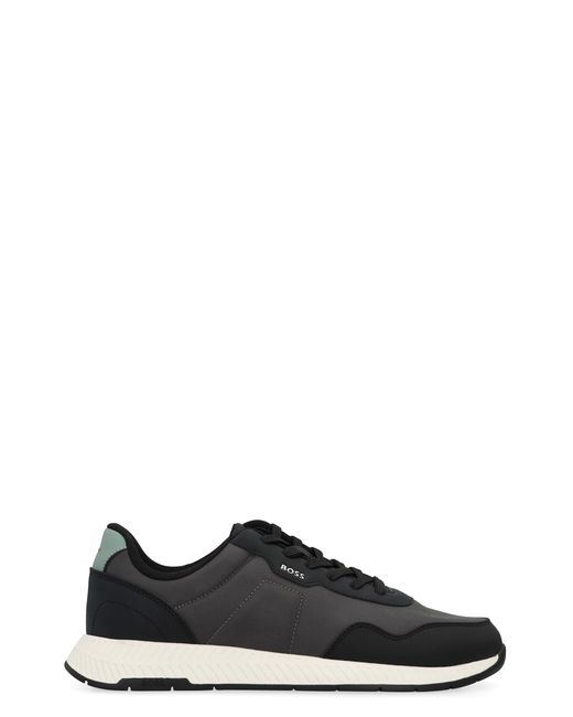 Boss Black Low-Top Sneakers With Leather Insert Polyurethane Trainers for men