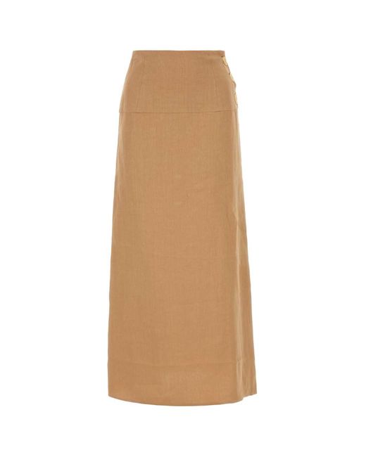 LeKasha Natural Camel Linen Skirt