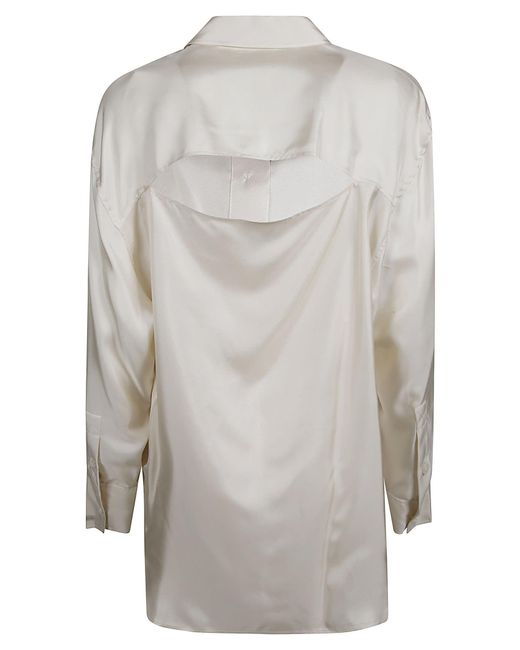 Calvin Klein White Silk Relaxed Split Shirt