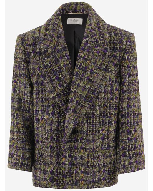 Saint Laurent Black Jacket Single-Breasted Stretch Wool Blend