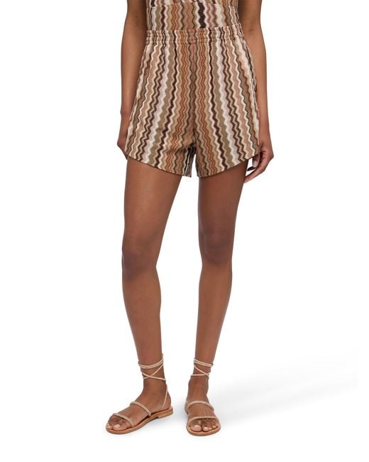 Mc2 Saint Barth Natural Meave Rachel Knit Fabric Pull Up Shorts Pant