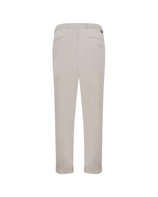 Low Brand White Slim Carrot-Fit Stretch Cotton Blend Trousers With Single Front Pleat And Elasticated Waistband for men