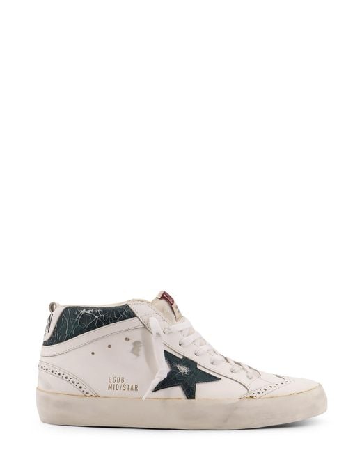 Golden Goose Deluxe Brand White Mid Star Double Quarter High-Top Leather Sneakers for men