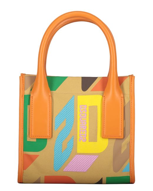 DSquared² Orange Canvas Tote Bag