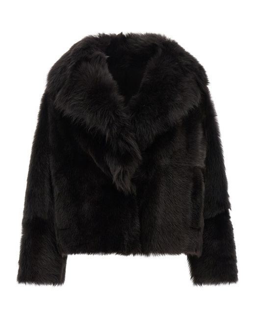 Blancha Black Lamb Fur Full-Length Jacket Clothing