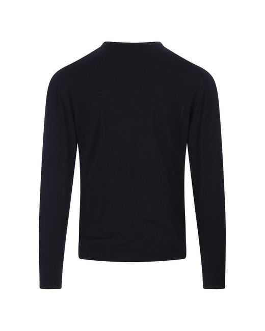 Fedeli Blue Wool V-Neck Pullover for men