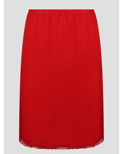 Gucci Red Silk Chiffon Skirt