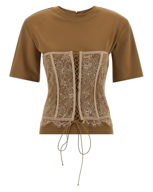 GIUSEPPE DI MORABITO Natural Bustier T-Shirt Viscose Polyester Elastane