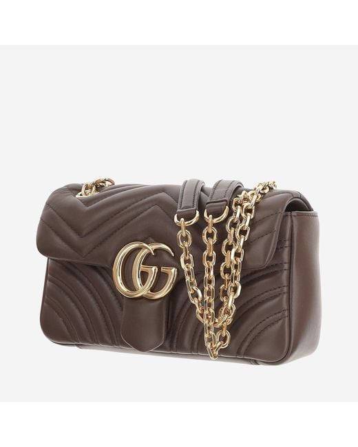Gucci Brown Shoulder Bag Lamb Leather