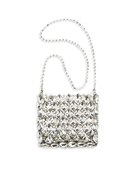 Self-Portrait White Crystal Mesh Pouch Polyester Shoulder Bags