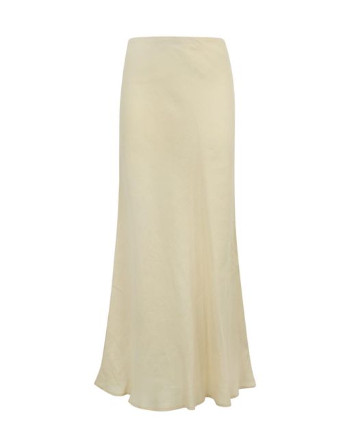 Twinset White Long Linen Skirt