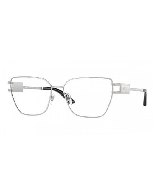 Versace White Eyeglasses Oval Full Rim, Frame And Clear Demo Lenses Lens Ve13011000