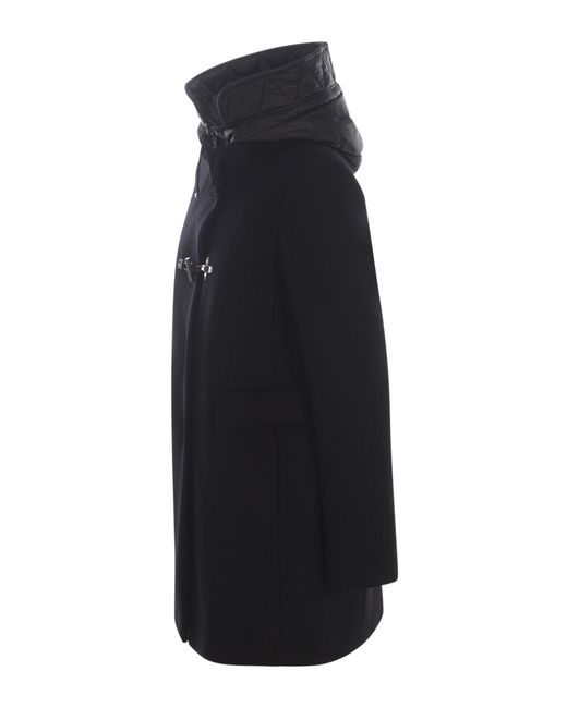 Fay Black Coat toggle In Wool Blend