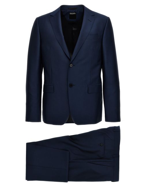 Zegna Blue Wool And Mohair Dress Completi for men