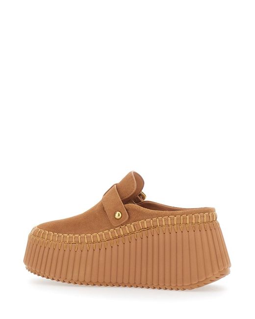 Chloé Brown Mules Nama Suede Leather